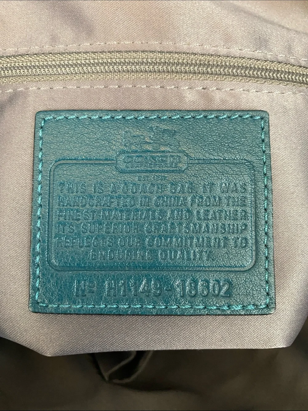 Coach Teal Croc-Embossed Leather Shoulder Bag with Dark Green Trim